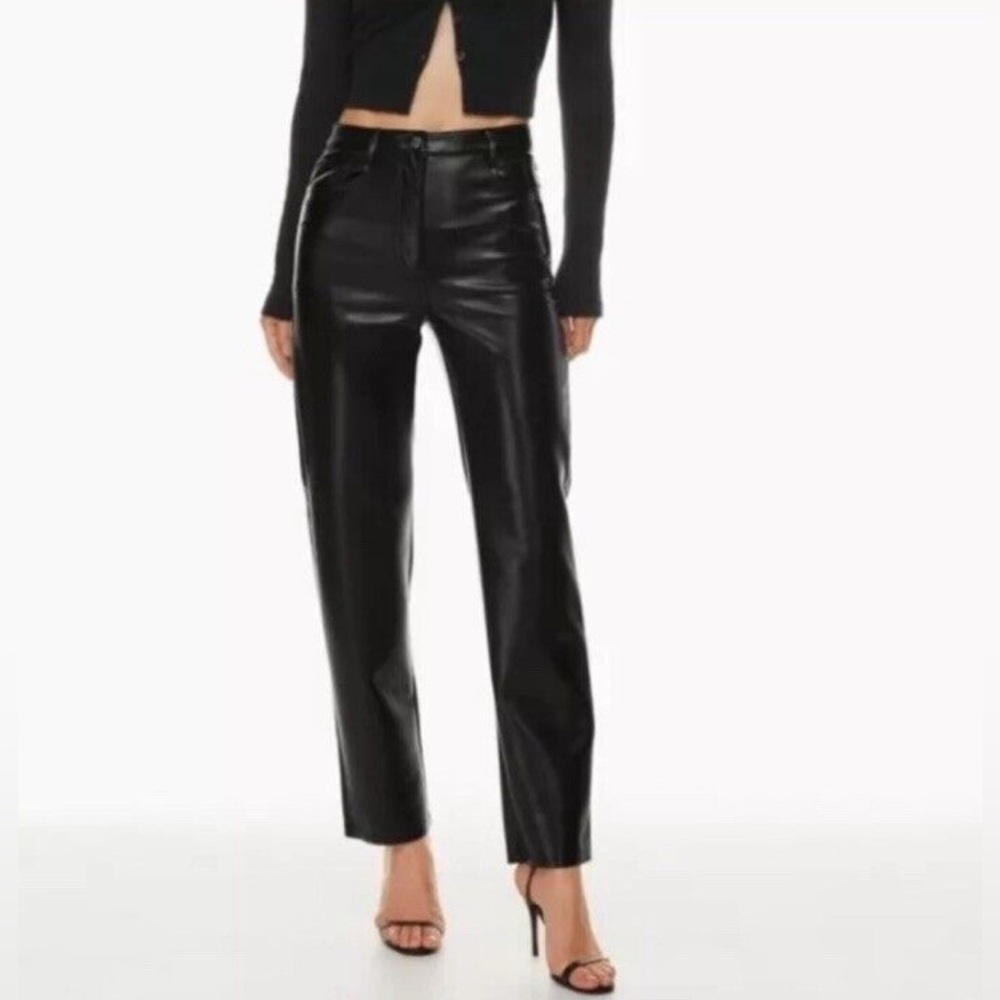 Wilfred Women’s Black Faux Vegan Leather‎ Pants High Waist Size 8